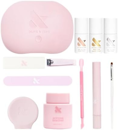 Olive & June Gel Mani System Set | Includes Nail Tools, Peel-Off & Gel Base Coats, Top Coat, LED ... | Amazon (US)