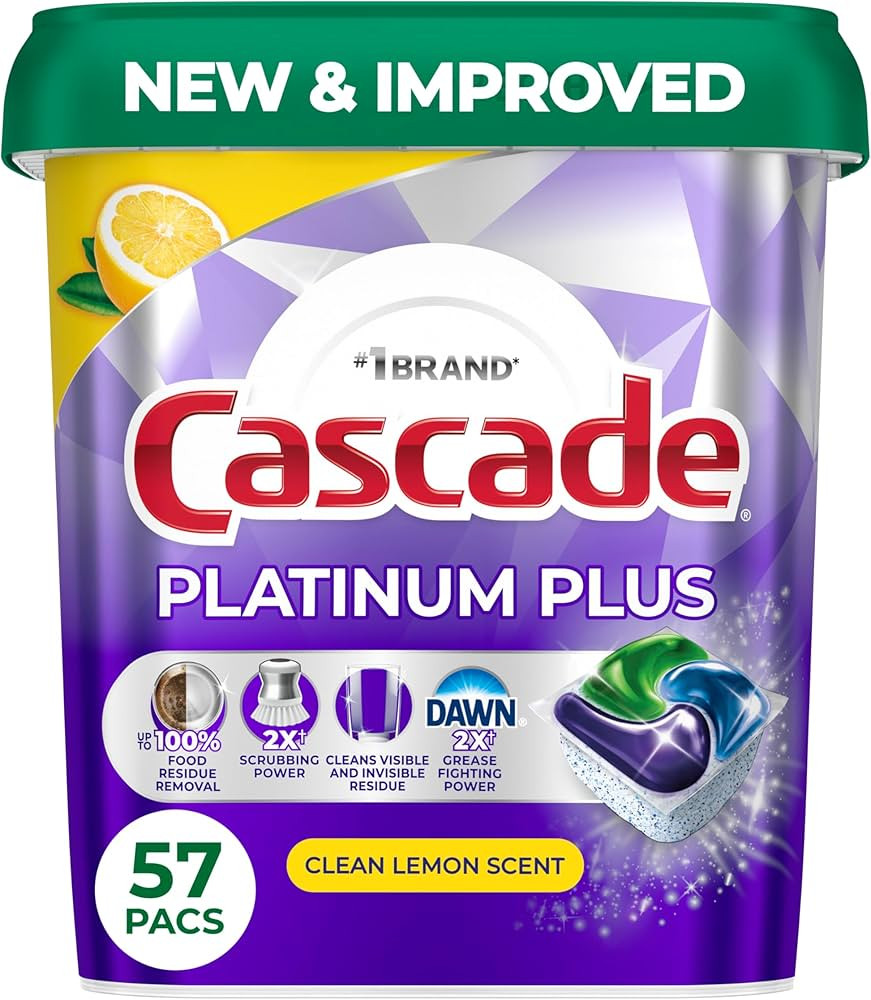 Cascade Platinum Plus Dishwasher Pods, Dishwasher Detergent, Dish Detergent Soap, Lemon, 57 Count | Amazon (US)