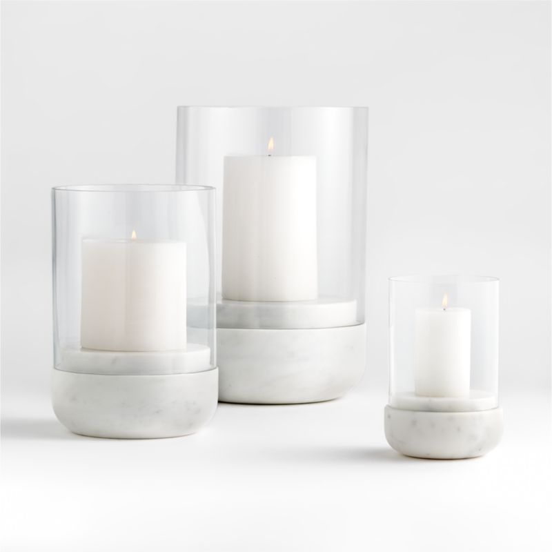 Curve Marble and Glass Hurricane Candle Holders | Crate & Barrel | Crate & Barrel