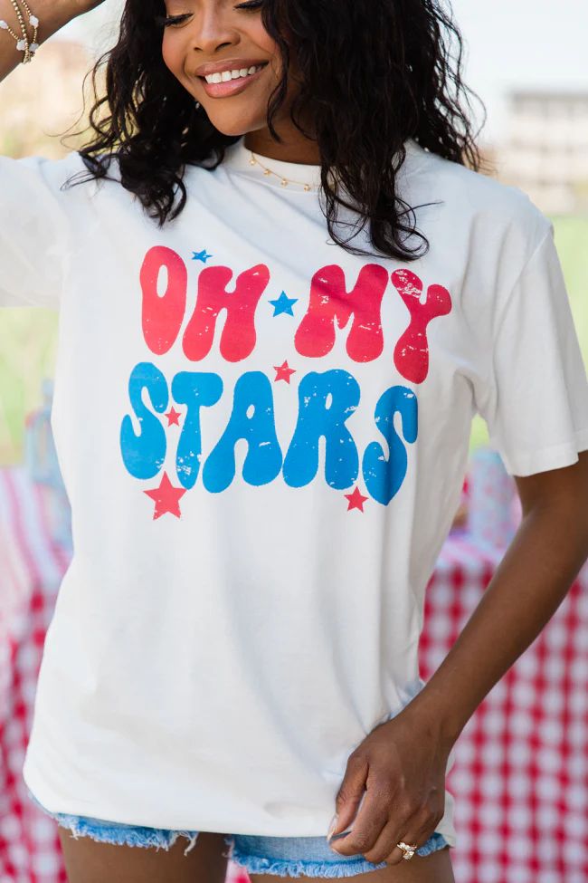 Oh My Stars White Oversized Graphic Tee | Pink Lily