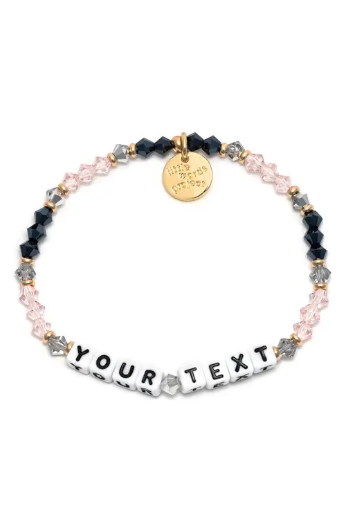 Little Words Project Belle Custom Beaded Stretch Bracelet in Pink Black at Nordstrom, Size Medium | Nordstrom