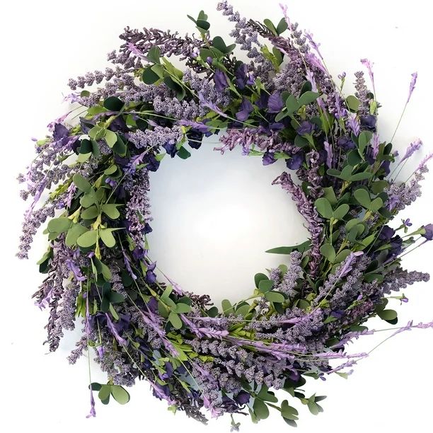 20 Inch Lavender Wreath for Front Door Greenery Leaves Wreath for All Seasons Indoor Outdoor Flor... | Walmart (US)
