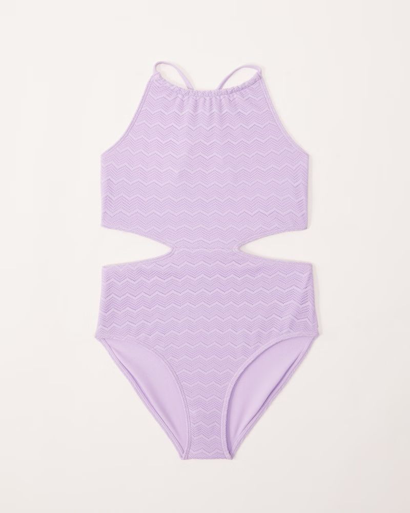 high-neck cutout one-piece swimsuit | Abercrombie & Fitch (US)