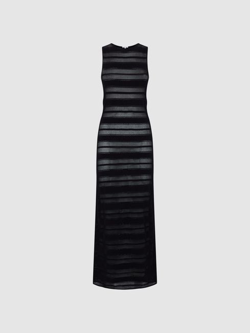 Reiss Black Seraphina Knitted Midi Dress | Reiss US