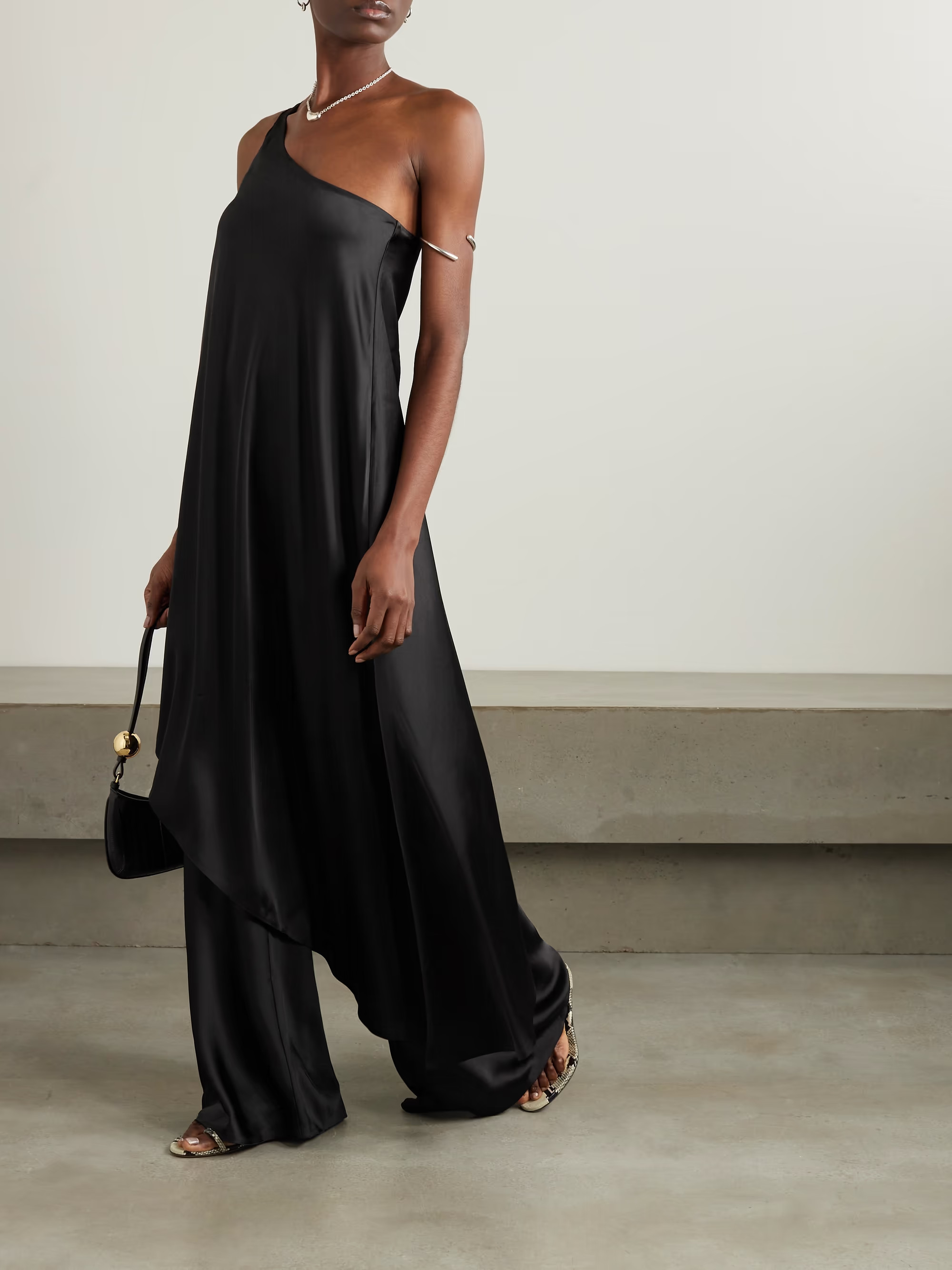 One-shoulder asymmetric satin tunic | NET-A-PORTER (UK & EU)