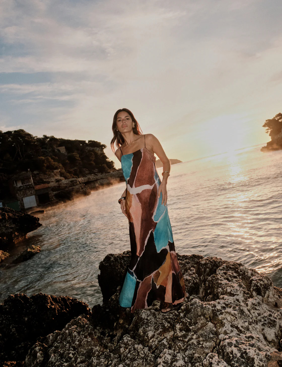 Brown Strappy Abstract Print Darcie Maxi Dress | Nobody's Child