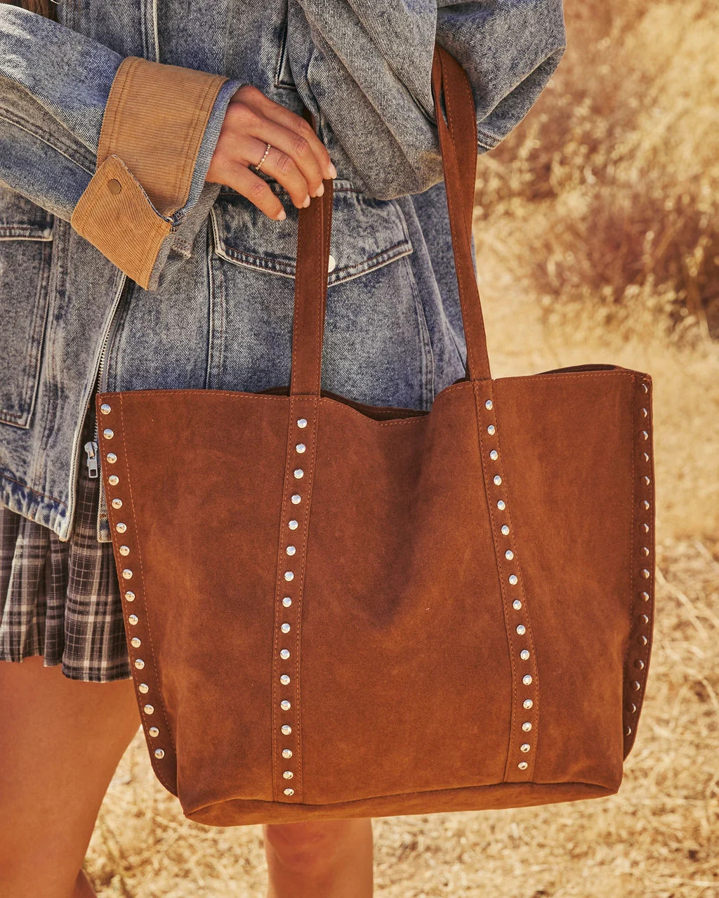 Akira Studded Faux Suede Tote Bag | VICI