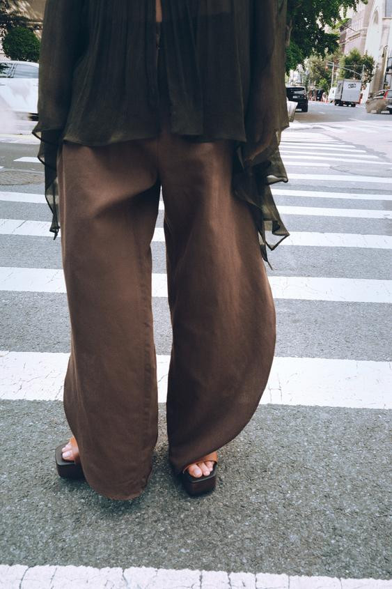 ZW COLLECTION WIDE-LEG TROUSERS WITH VENTS | Zara US
