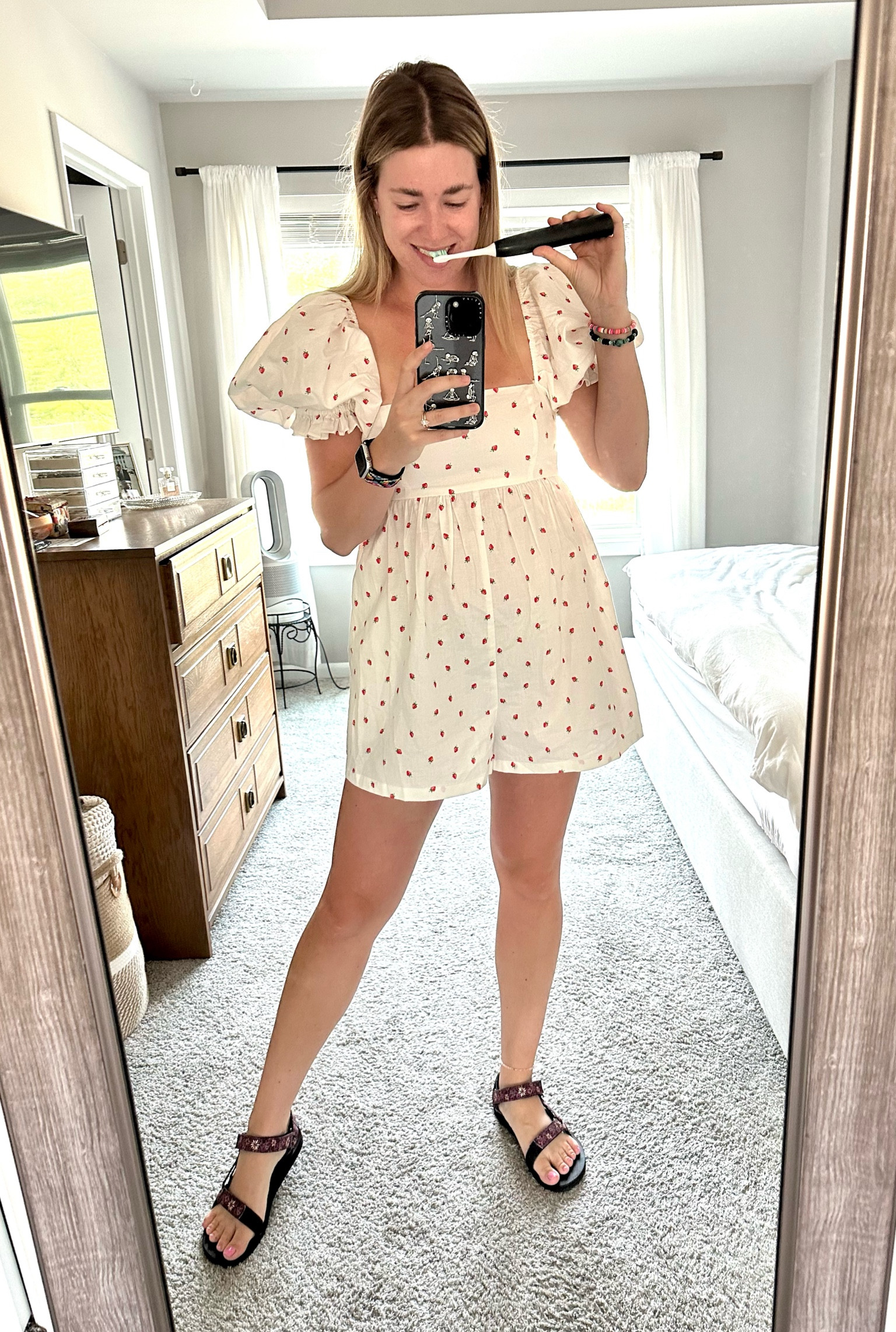 Summer outfit | printed puff sleeve romper | Selkie 

#LTKSeasonal #LTKstyletip