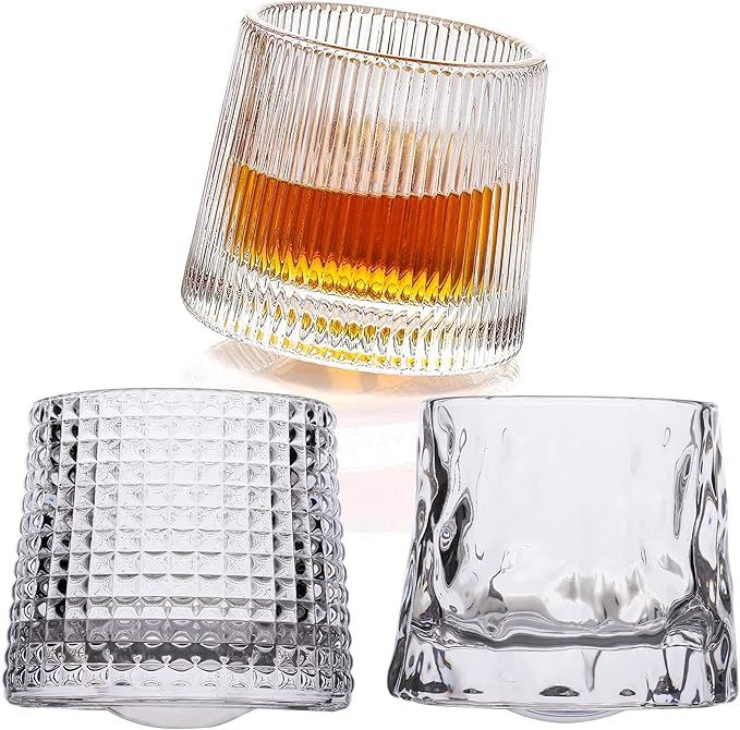 Generic, Whiskey Glasses-Premium 5 OZ Scotch Glasses Set of 3 Old Fashioned Spherical Bottom Rota... | Amazon (US)