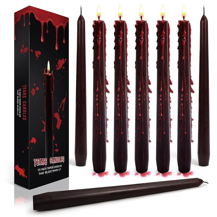 Set of 8 Halloween Bleeding Taper Candles 10 inch Black Taper Candles,Tears Taper Candle for Goth... | Amazon (US)
