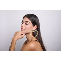 Clip On Heart Shaped Earrings, Statement Scalloped Shape Gift For Her, Laka Luka Design ""Crochet He | Etsy (US)