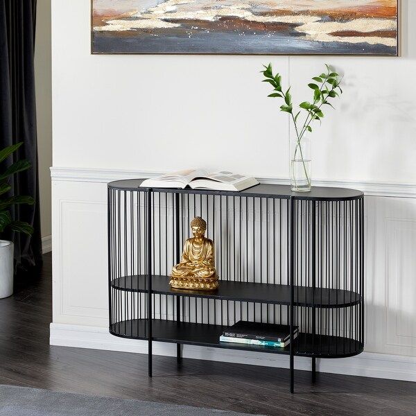 Black Metal Contemporary Console Table 34 x 48 x 14 - 48 x 14 x 34 | Bed Bath & Beyond