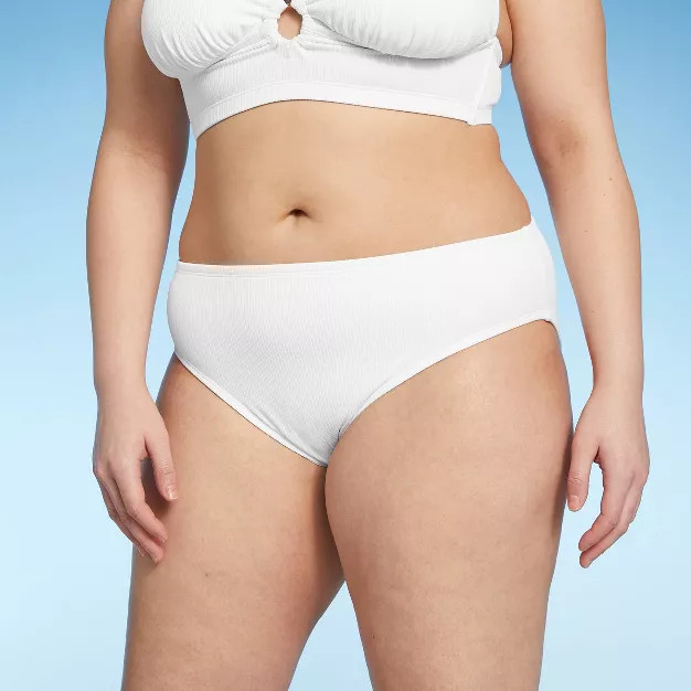 Juniors' Plus Size Ribbed Cheeky Hipster Bikini Bottom - Xhilaration™ White | Target