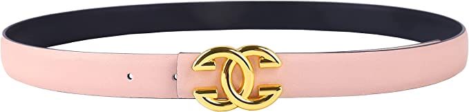 Womens Belts for Jeans, Womens Double C Leather Belts, Gold Buckle Ladies Fashion Belts for Dress | Amazon (US)