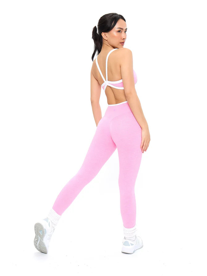 Dream Heather Contrast Sports Bra - Pink Sugar | Buffbunny