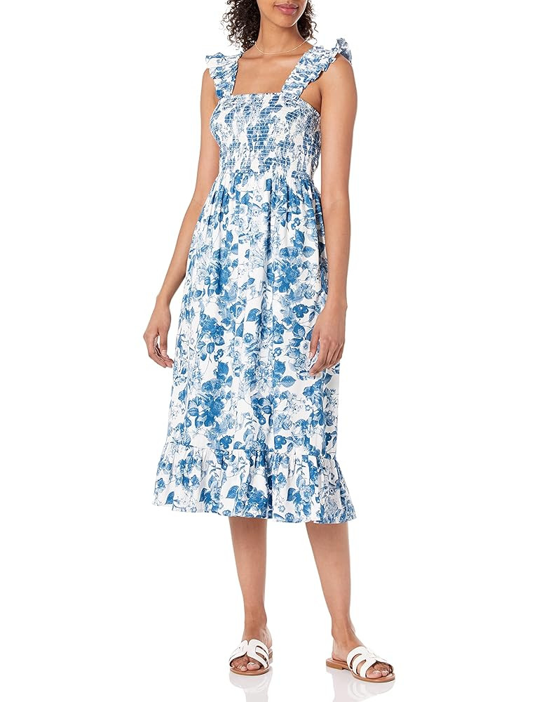 The Drop Women's Kimi Ruffled Shoulder Smocked Midi Dress | Amazon (US)