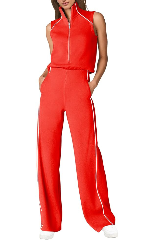 SENSERISE Womens Summer Jumpsuits Dressy Casual Sleeveless Mock Neck Top Wide Leg Pants Romper wi... | Amazon (US)