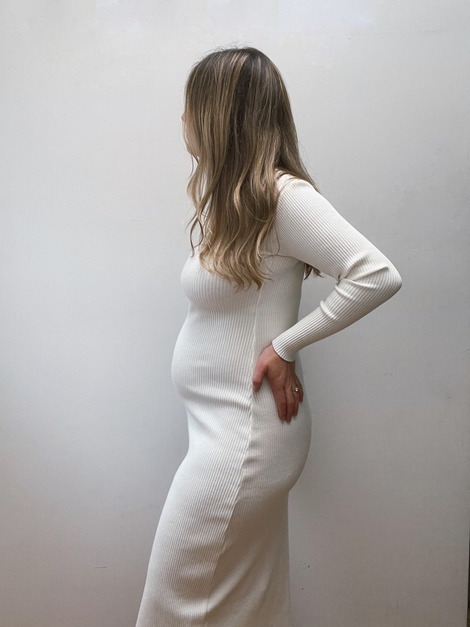 winter white maternity sweater dress Momyknows White Knitting V-Neck Bodycon Two Pieces Cardigan Elegant Baby Shower Maternity Maxi Sweater Dress
