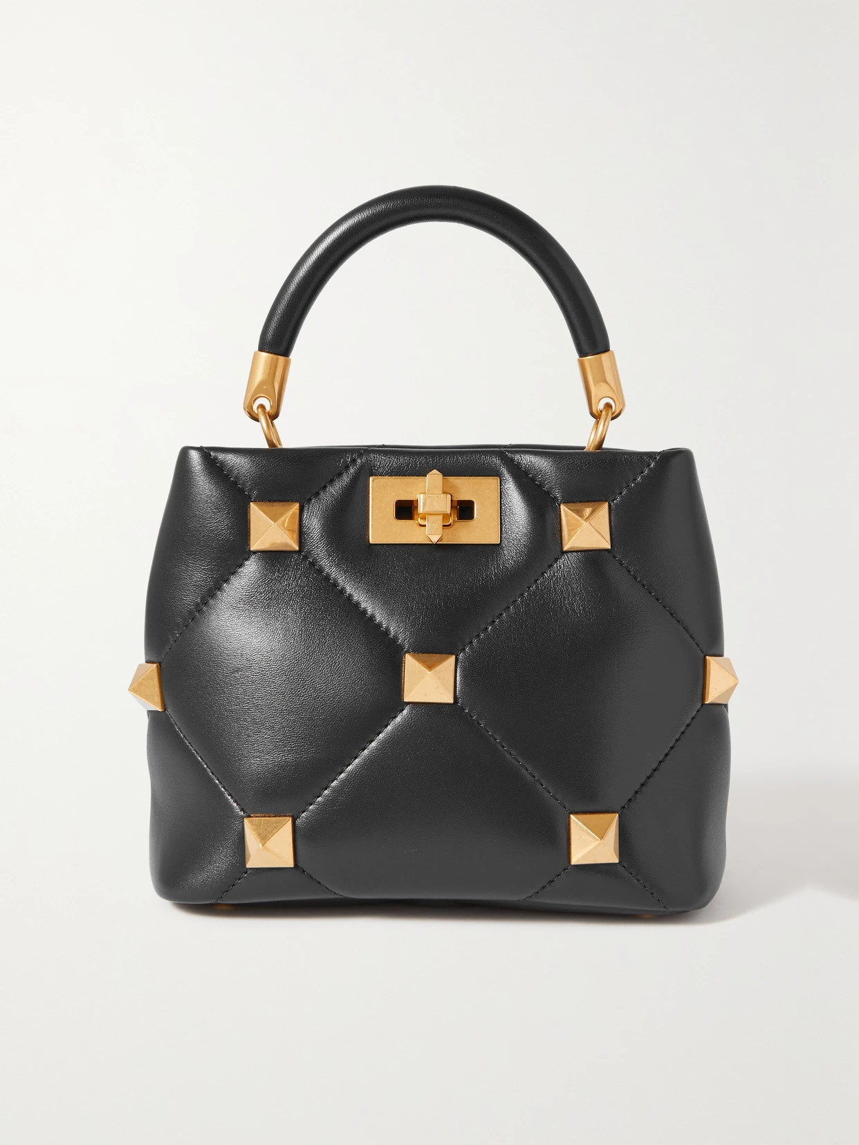 Valentino Garavani - Valentino Garavani Roman Stud Small Quilted Leather Tote - Black | NET-A-PORTER (US)