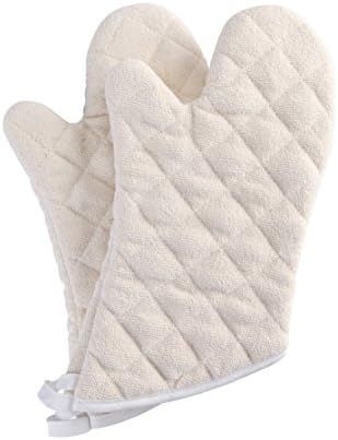 Terry Cloth Oven Mitts Heat Resistant to 482° F 15 Inch 100% Cotton Set of 2 | Amazon (US)