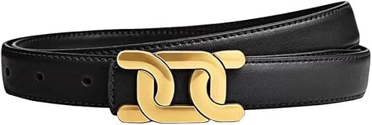 Womens Belts for Jeans, Womens Leather Belt with Gold Buckle, Designer Belts for Pants Jeans Dres... | Amazon (US)