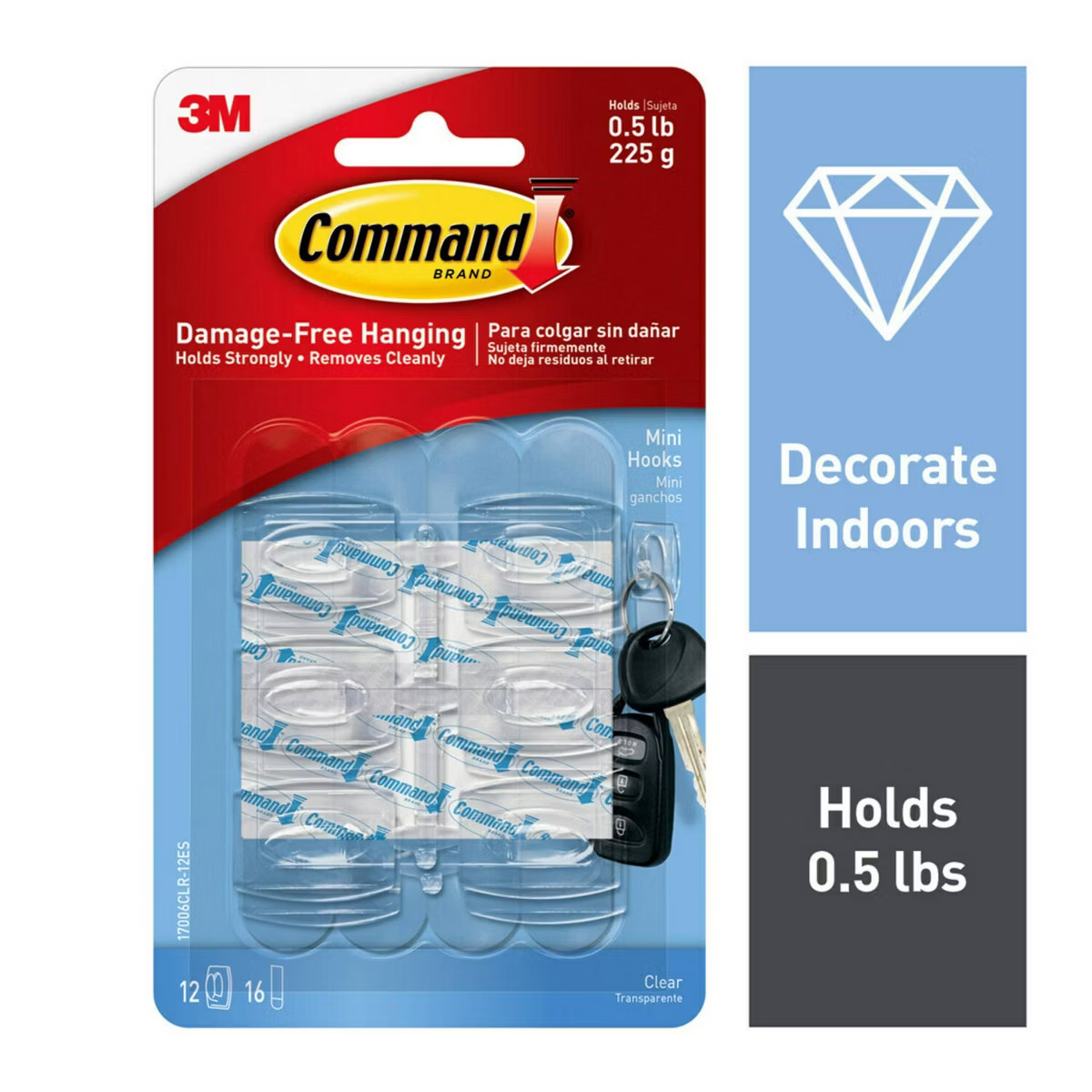 Command Damage-Free Hanging Clear Mini Hooks with Adhesive Strips | Target