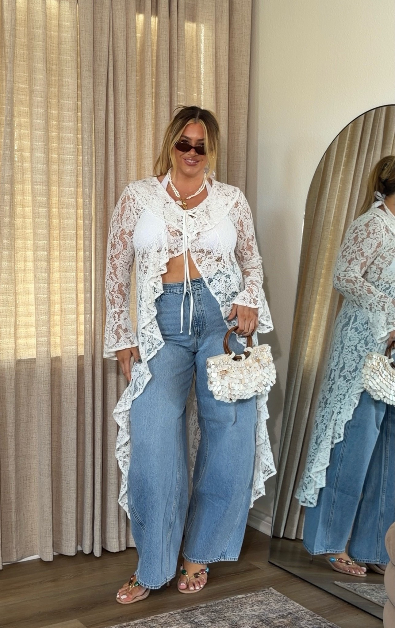 such a fun outfit for summer! wearing an xl in this top & 33 long in these pants

#LTKSeasonal #LTKMidsize