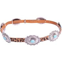 Western Turquoise Metal Concho Brown Leather Belt No.6 | Etsy (US)