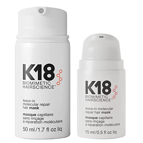 K18 Leave-In Repair Hair Mask, 4-Minute Speed Treatment, Renews Hair Damage From Color, Chemical Services Heat (1 of each 50ml & 15ml). | Amazon (US)