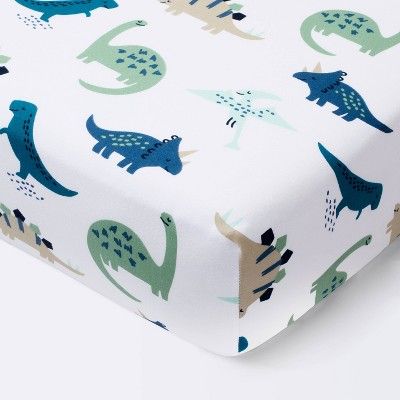 Fitted Crib Sheet Dinos Cool - Cloud Island™ - Blue/Green | Target