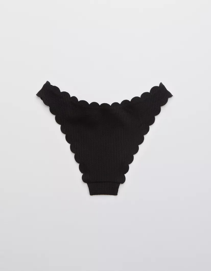 Aerie Waffle Scalloped Super High Cut Cheekiest Bikini Bottom | American Eagle Outfitters (US & CA)