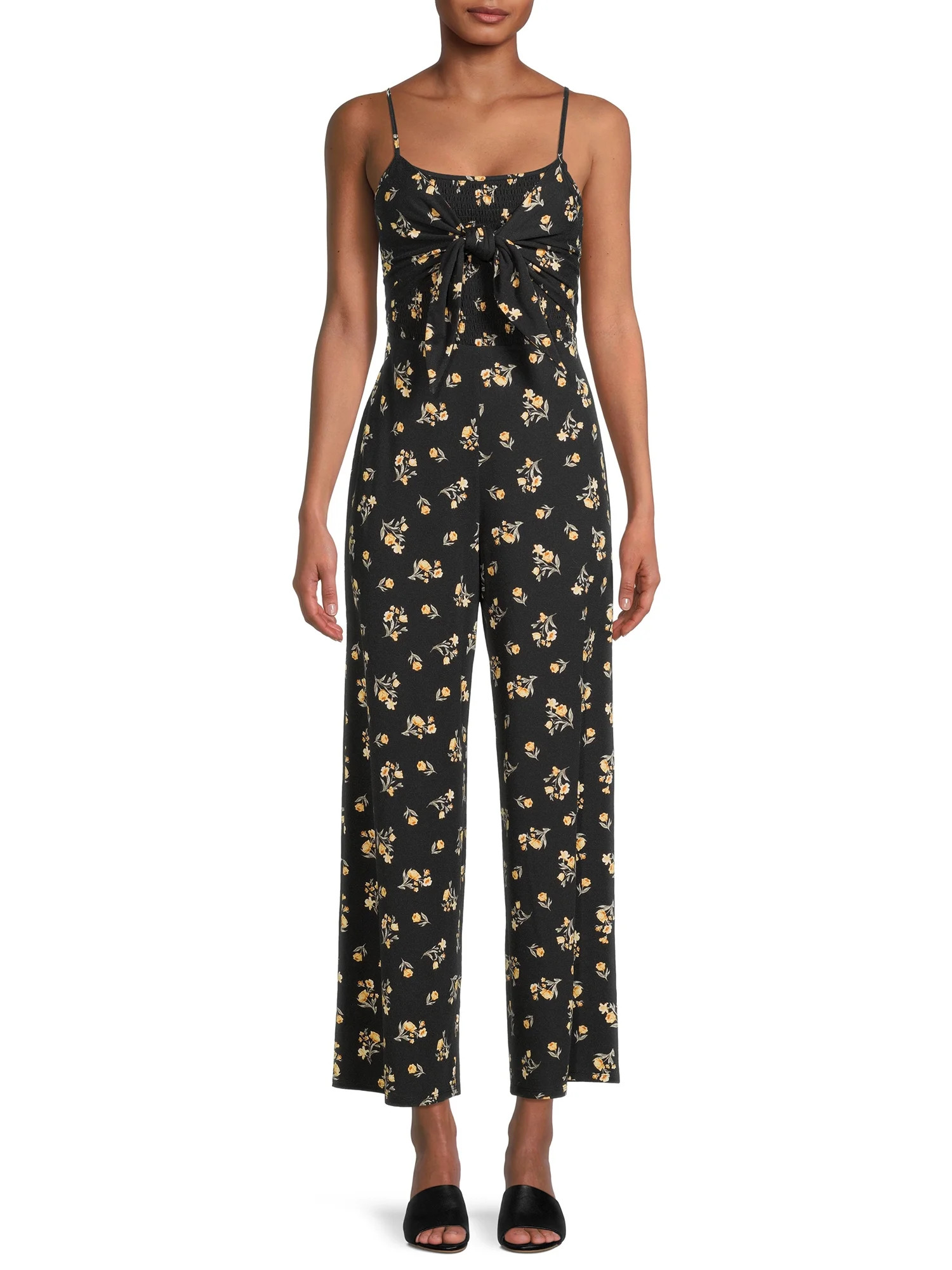 No Boundaries Juniors' Tie Front Jumpsuit | Walmart (US)