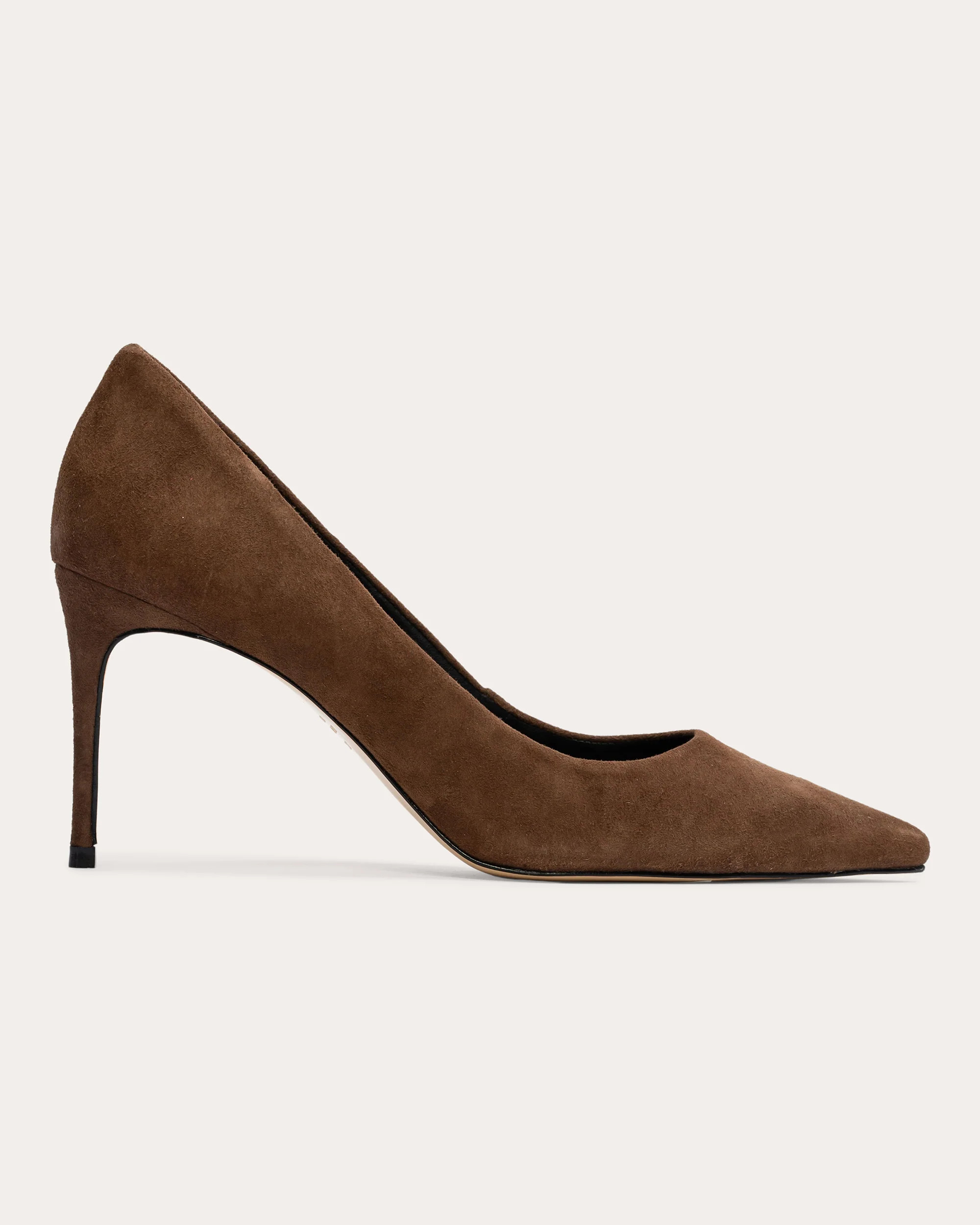 Black Suede Studio Women's Amaya 80 Suede Pump in Brown Kid Suede Suede/Leather | Olivela