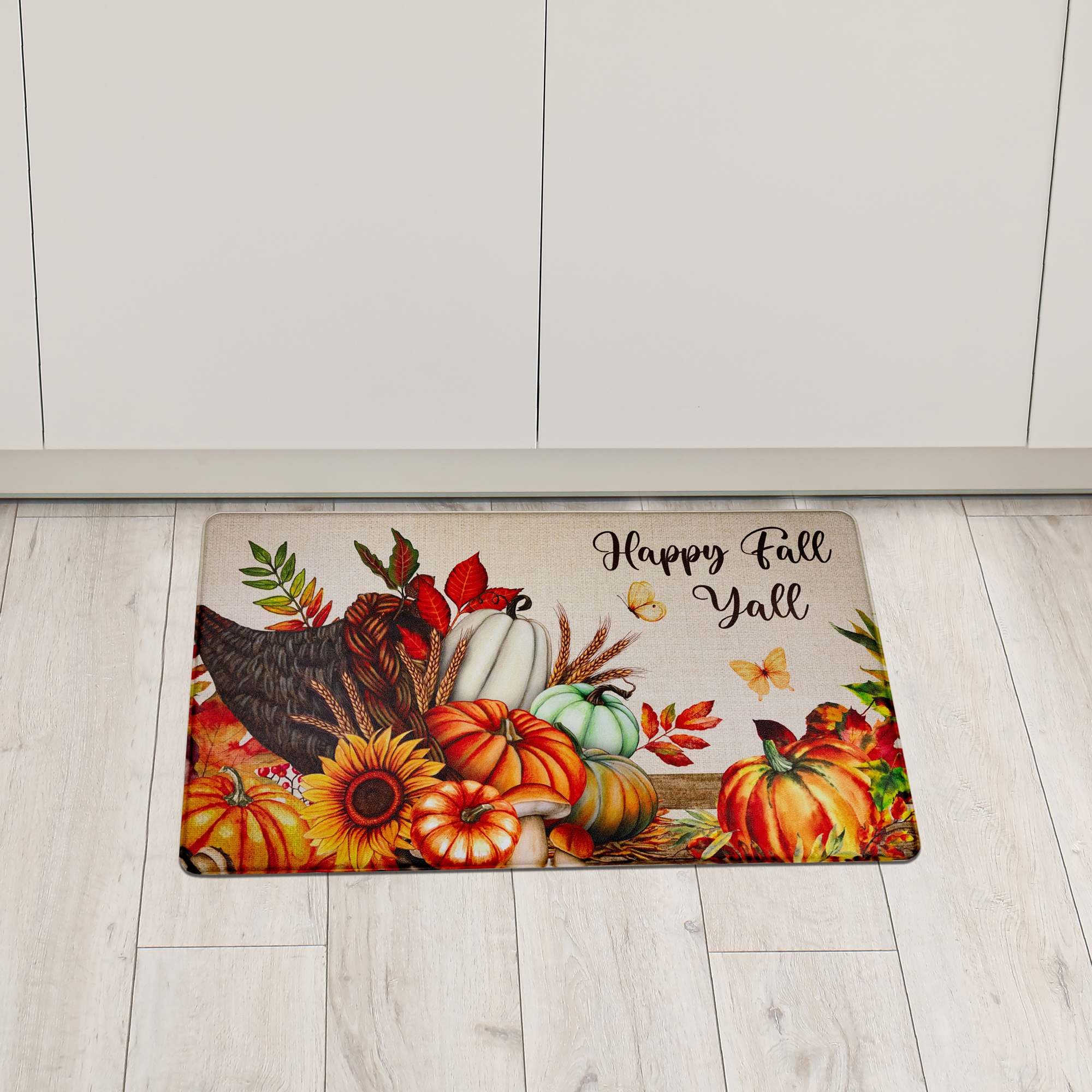 Northlight Happy Fall Y'all Kitchen Comfort Anti-Fatigue Floor Mat - 17.75 inch x 29.5 inch one_size | NORTHLIGHT FG98081 | Lowe's