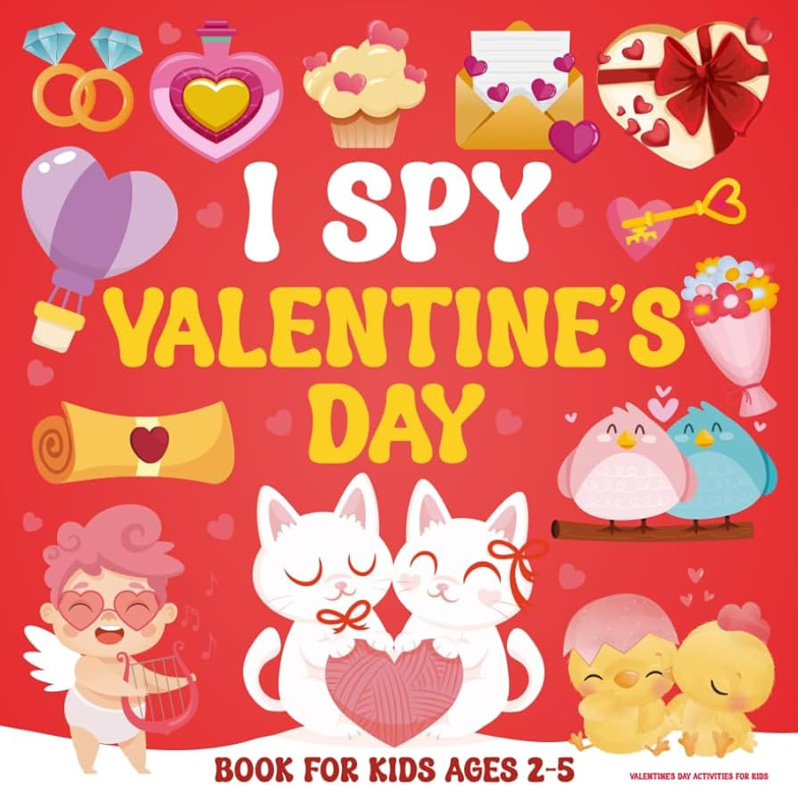 Valentine's Day Activities for Kids: I Spy Valentine's Day Book For Kids: A Fun Coloring and Gues... | Amazon (US)