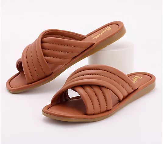 Seychelles Leather Crossband Slide Sandals - Word for Word | QVC