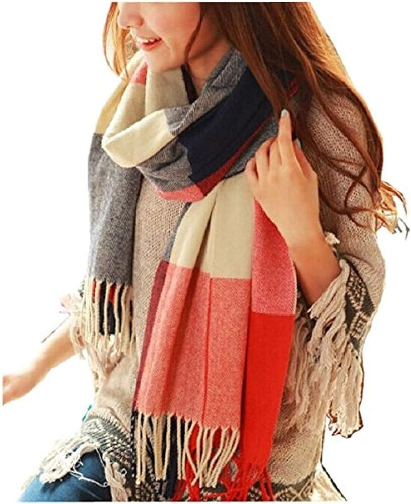 Loritta Womens Scarf Fashion Long Plaid Shawls Wraps Big Grid Winter Warm Lattice Large Scarves G... | Amazon (US)