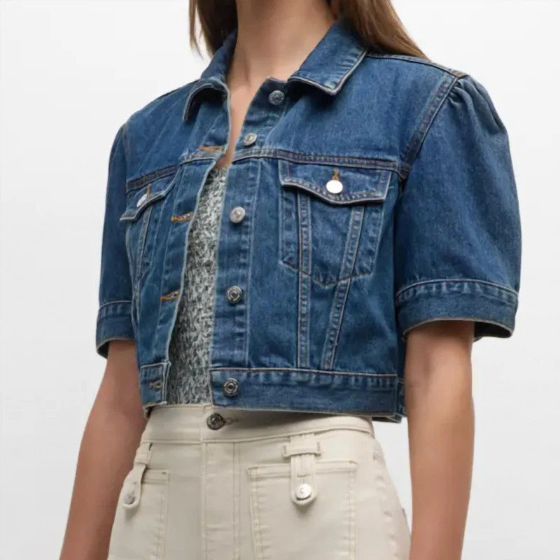 Veronica Beard Raina Short Sleeve Jacket In Serendipity - Blue | Verishop