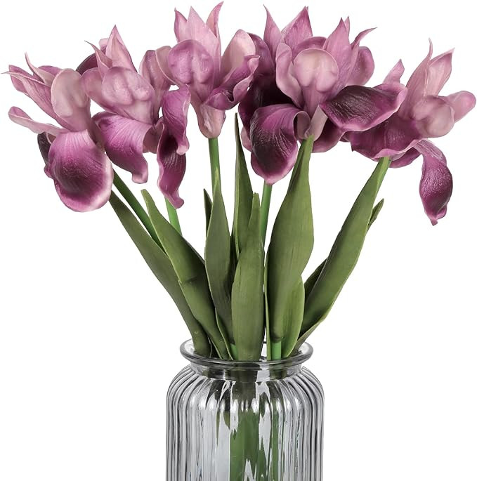 Real Touch Iris Flowers Artificial Bulk 6 PCS 18.9 in Long Stems Flowers Artificial Iris for Deco... | Amazon (US)