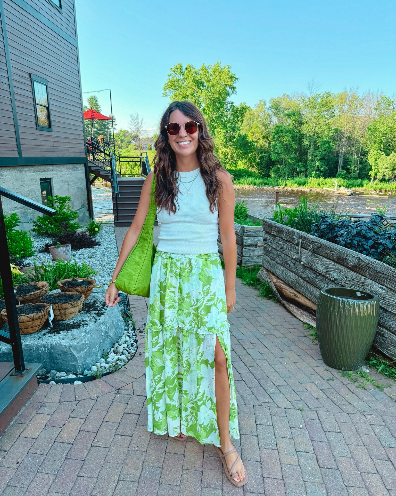 Small in my bra, small in my tank and small in my maxi skirt. My sandals are size 6!
