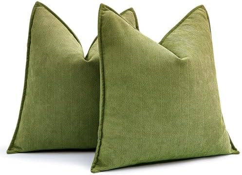 MIULEE Pack of 2 Moss Green Decorative Pillow Covers 20x20 Inch Soft Chenille Luxurious Couch Thr... | Amazon (US)