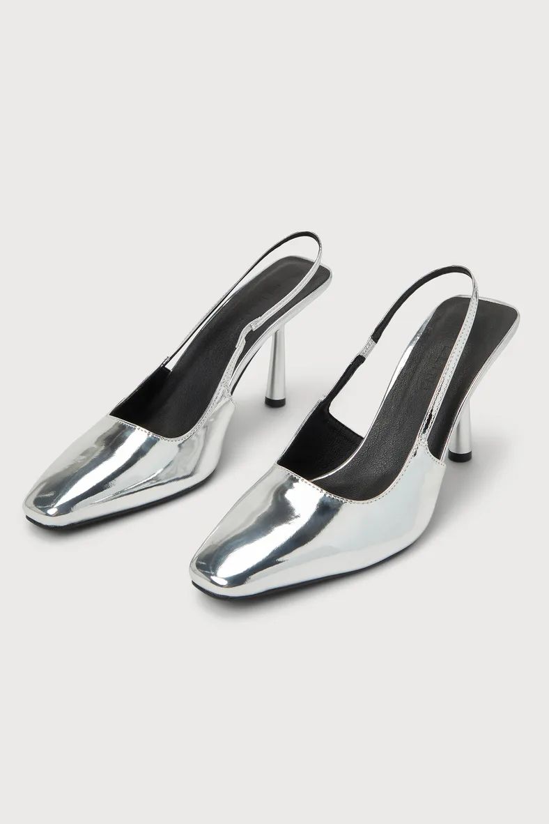 Belinda Silver Chrome Slingback Pumps | Lulus (US)