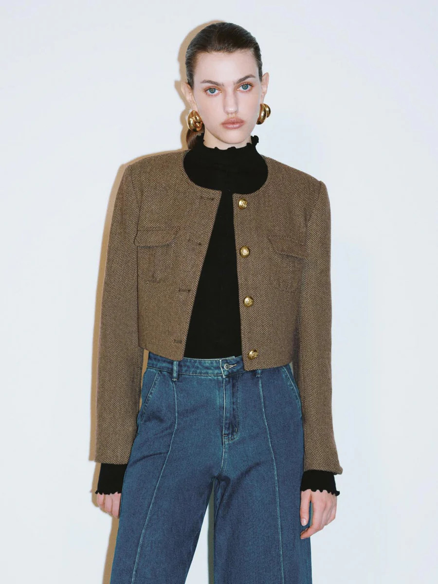 Cropped Button Up Jackets | Urban Revivo