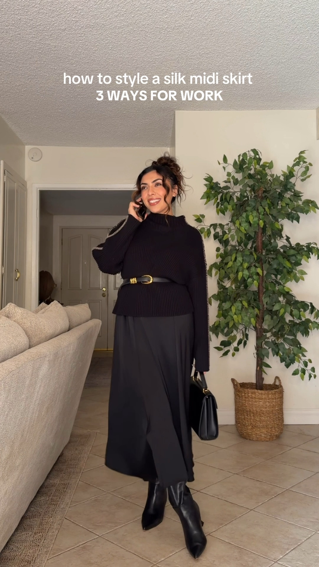 3 workwear outfits styling a black midi skirt 
—


#LTKWorkwear #LTKdayinmylife #LTKootd