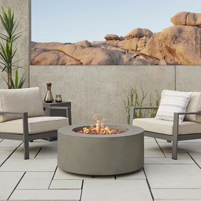 AEGEAN 36" Round Steel Propane or Natural Gas Fire Pit Table by Real Flame | Wayfair North America