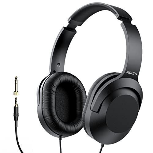Philips Over Ear Wired Stereo Headphones for Podcasts, Studio Monitoring and Recording Headset for Computer, Keyboard and Guitar with 6.3 mm (1/4") Add On Adapter | Amazon (US)