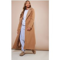 Camel Faux Fur Collar Wool Look Belted Coat | PrettyLittleThing CAN