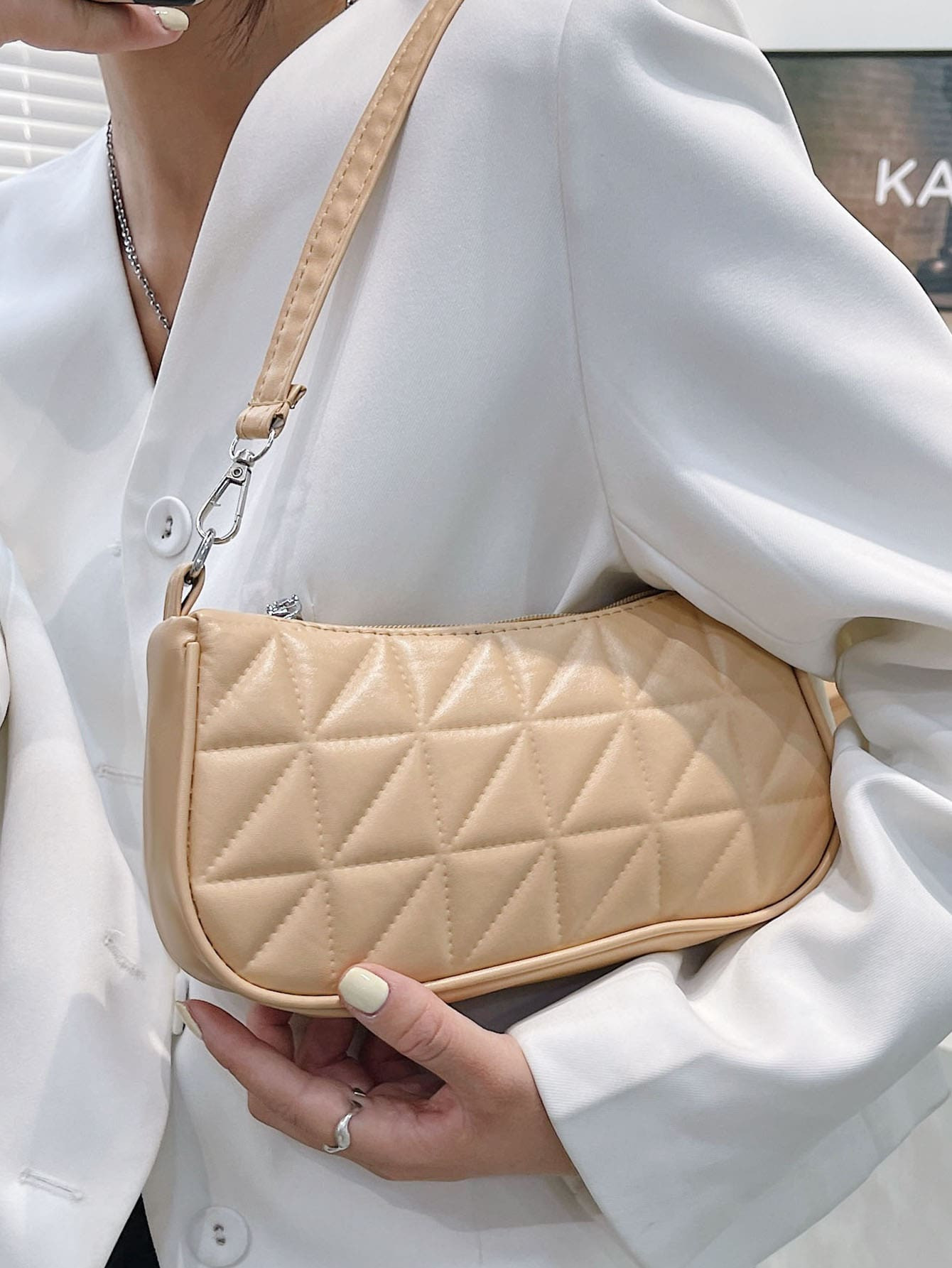 Quilted Pattern Baguette Bag | SHEIN