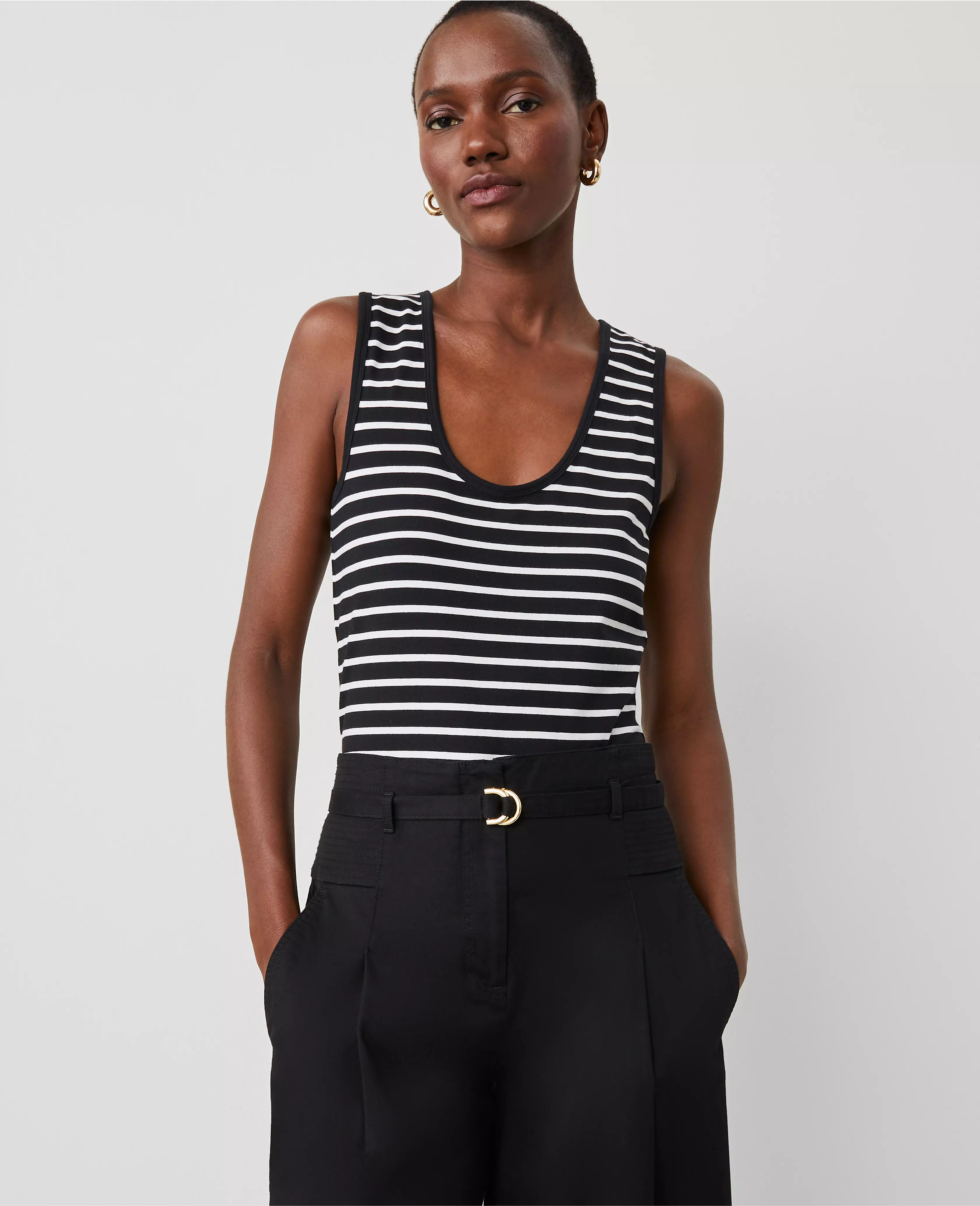 Striped Scoop Neck Tank Top | Ann Taylor